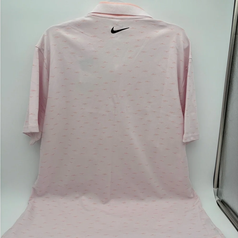 NWT Mens Nike Size XL Color Pearl Pink Dri FIT Tour Micro Print Golf Polo Shirt